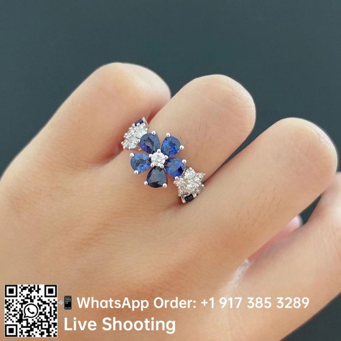 Sterling silver petal ring with different colored jewelry
